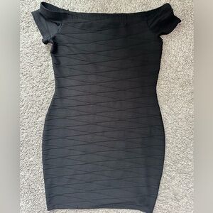 Guess Black Textured Mini Dress